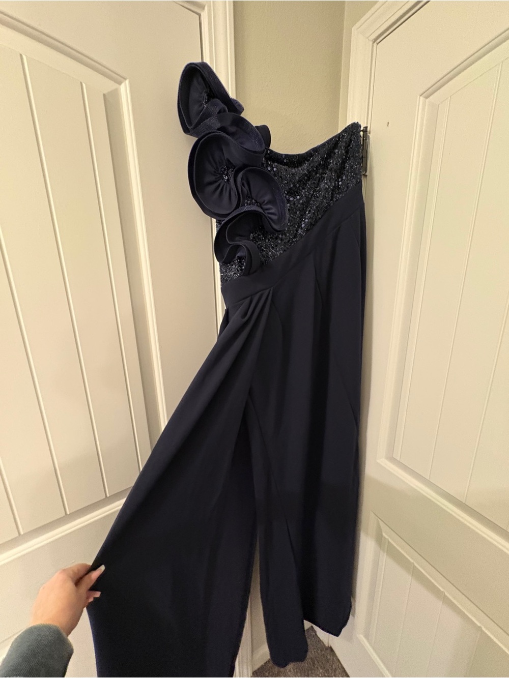 SHEIN Navy One-Shoulder evening dress